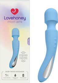 Lovehoney Mon Ami ויברטור שרביט Wand מסיליקון רך. תכלת