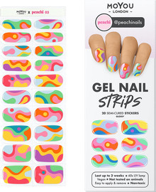 Moyou רצועות ג'ל ציפורניים צבעוניות בצבע Peachy nails 03