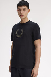 רד פרי חולצת טישירט קצרה פרד פרי Outline Laurel Wreath גברים - פרד פרי - Black