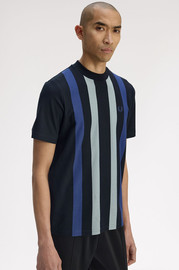 רד פרי חולצת טישירט קצרה פרד פרי Vertical Stripe גברים - פרד פרי - Black
