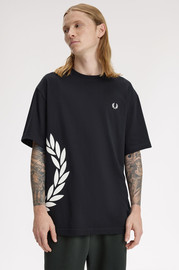 רד פרי חולצת טישירט קצרה פרד פרי Textured Laurel Wreath גברים - פרד פרי - Black