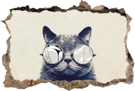 King Decor מדבקת קיר תלת מימד קיר שבור COOL CAT