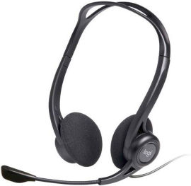 LOGITECH אוזניות חוטיות + מיקרופון מובנה PC960