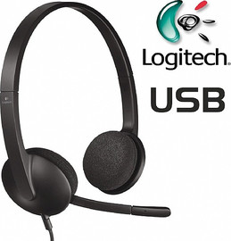 LOGITECH אוזניות קשת חוטיות Logitech H340 בצבע שחור