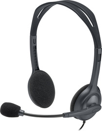 LOGITECH אוזניות קשת חוטיות Logitech H111 בצבע שחור