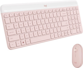 LOGITECH סט מקלדת ועכבר אלחוטיים Logitech MK470 Slim Wireless Combo ורוד עיצוב מינימליסטי שקט ודק במיוחד