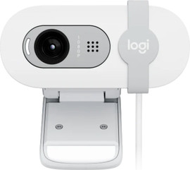 LOGITECH מצלמת רשת Logitech Brio 100 Full HD 1080p - תיקון אור אוטומטי ותריס פרטיות - צבע אוף-וויט