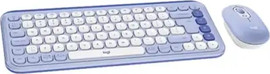 LOGITECH סט מקלדת ועכבר אלחוטיים Logitech POP ICON Combo - צבע Lilac/Off-White