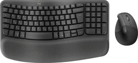 LOGITECH סט מקלדת ועכבר אלחוטיים ארגונומיים Logitech Wave Keys & Lift Vertical Graphite Bluetooth Easy-Switch Multi-OS Heb/Eng