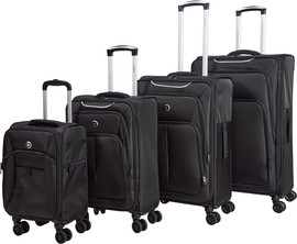 Camel Mountain סט 4 מזוודות Swiss Digital Ultra Light – 18", 20", 26", 29" – ניידות קלה החל מ-1.6 ק"ג - שחור גט