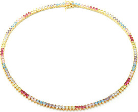 ELYAÉ שרשרת טניס Rainbow בעיצוב יוקרתי ומרשים גוון זהב  46 סנטימטרים