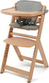 Baby Safe GrowWithMe כיסא אוכל רב שלבי עשוי עץ מלא עם ריפוד, מגש ורתמות - עץ טבעי
