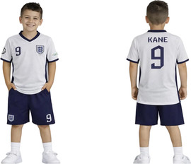 אלופות חליפת כדורגל לילדים נבחרת אנגליה Kane #9 – סט חולצה ומכנס לבן