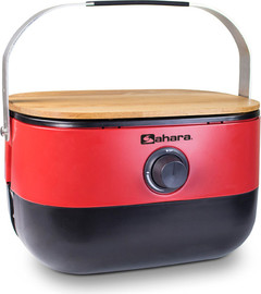 Sahara גריל גז נייד עם מבער נירוסטה קל ונוח לנשיאה דגם Grill 2 Go Mini Gas BBQ - צבע אדום | מבית SAHARA