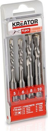 KREATOR סט 4 מקדחי בטון KREATOR 5/6/8/10x110mm קרייטור KRT012601