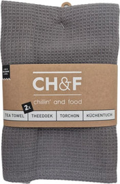 Finesse זוג מגבות מטבח וופל  100% כותנה צבע אפור כהה CHEF - tea towel