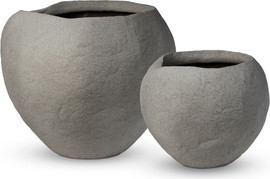 B-DECOR זוג בתי עציץ צבע אבן MoonRiver 59X59X50 39X39X33