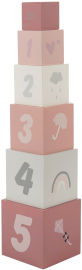 Label Label מגדל קוביות מספרים ורוד מעץ לילדים