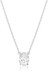 Le Bijou Oval Solitaire שרשרת רודיום 3ק 38 ס"מ