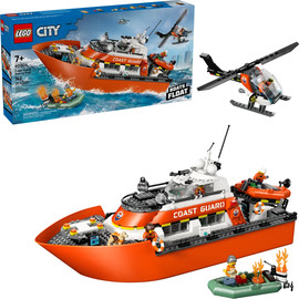 לגו סיטי - סירת חילוץ ומסוק של משמר החופים LEGO 60504