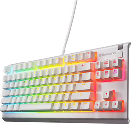 SteelSeries מקלדת גיימינג חוטית עמידה במים SteelSeries Apex 3 TKL US LED  צבע לבן