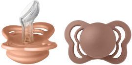 BIBS זוג מוצצים קוטור סיליקון PEACH/WOODCHUCK גודל 1