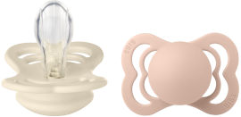 BIBS זוג מוצצים סופרים סיליקון IVORY/BLUSH גודל 1