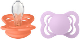 BIBS זוג מוצצים סופרים סיליקון 2PACK PAPAYA/VIOLET SKY גודל 1