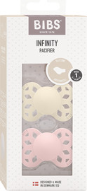 BIBS זוג מוצצי סיליקון אינפיניטי מידה 1 IVORY/BLOSSOM