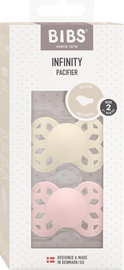 BIBS זוג מוצצי סיליקון אינפיניטי מידה 2 IVORY/BLOSSOM