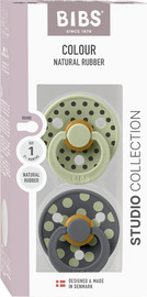 BIBS זוג מוצצים לטקס סטודיו COLOUR מידה 1 SAGE/IRON