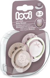 Lovi זוג מוצצי סיליקון מהדורת Baby Shower MINI מבית Lovi - ורוד (0-2 חודשים)