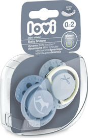 Lovi זוג מוצצי סיליקון מהדורת Baby Shower MINI מבית Lovi - כחול (0-2 חודשים)