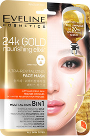 EVELINE 24k GOLD ULTRA-REVITALIZING מסכת טישיו לפנים להזנה של העור מועשרת בזהב