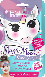 EVELINE MAGIC MASK CUTE UNICORN מסכת טישיו לפנים לטיהור וניקוי עור שמן