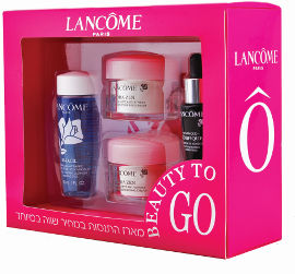 LANCOME BEAUTY TO GO מארז קרם יום + מסכת לילה + סרום + מסיר איפור לעיניים
