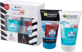 GARNIER PURE ACTIVE מארז 3 ב-1 ניקוי ראשים שחורים + 3 ב-1 חימר