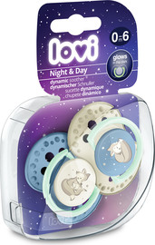 Lovi זוג מוצצי לאבי מהדורת לילה ויום 0-6 שועל כחול זוהר בחושך LOVI