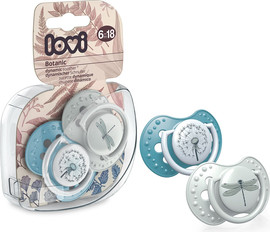 Lovi זוג מוצצי סיליקון מהדורת Botanica מבית Lovi - כחול (6-18 חודשים)