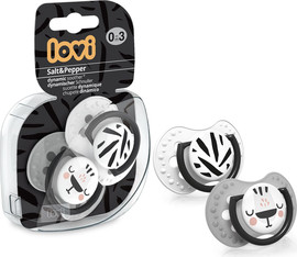 Lovi זוג מוצצי סיליקון מהדורת Salt &amp; Pepper מבית Lovi (0-3 חודשים)