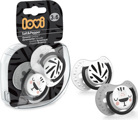 Lovi זוג מוצצי סיליקון מהדורת Salt &amp; Pepper מבית Lovi (3-6 חודשים)