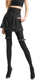 Marilyn גרביון כותנה עבה ומעוצב 120 דנייר ZAZU L03 ,GREY-BLACK