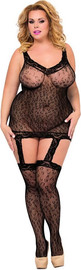 SoftLine בודסטוקינג דמוי מנומר בעיצוב תחרה סקסי | Pussy | ,שחור