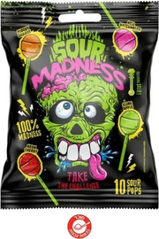 SOUR MADNESS סאוור מדנס סוכריות על מקל חמוצות בשקית