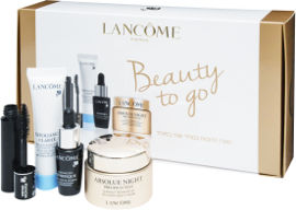 LANCOME BEAUTY TO GO מארז ABSOLUE PRECIOUS CELLS: קרם לילה + מסקרה + סרום + ניקוי פנים