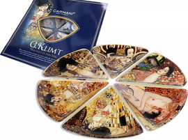 CARMANI סט של 6 צלחות דקורטיביות – ג. קלימט (מיקס 6 עיצובים) 39x39x3.6 ס"מ
