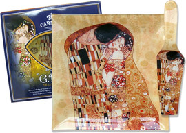 CARMANI צלחת דקורטיבית עם מרית לעוגה דגם ג. קלימט, הנשיקה בגודל 25x25 ס"מ