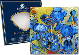 CARMANI צלחת דקורטיבית מדגם ו. ואן גוך,  אירוסים בגודל  13x13 ס"מ