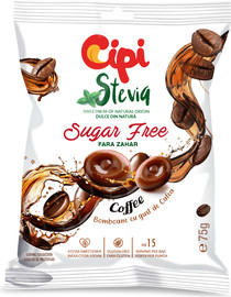 Cipi סוכריות ללא סוכר עם סטיביה בטעם קפה 75 גרם