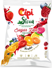 Cipi סוכריות ללא סוכר עם סטיביה בטעם פירות 75 גרם